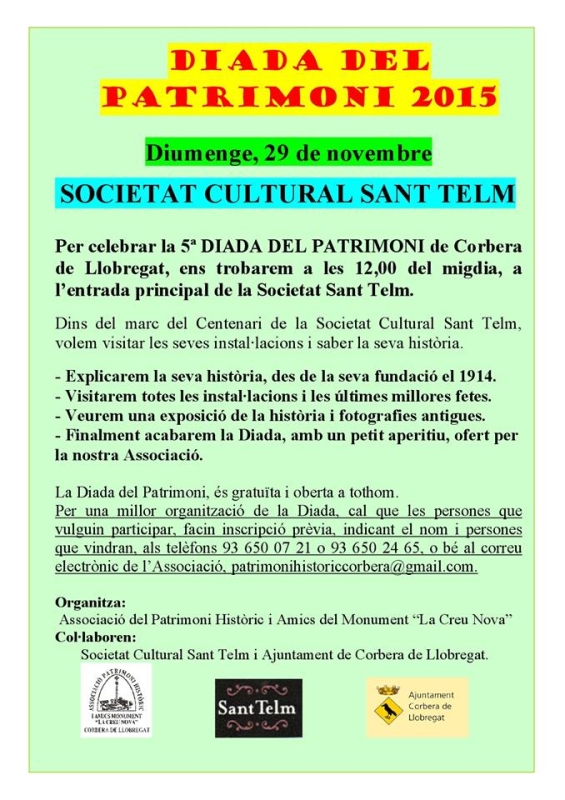 5a. Diada del Patrimoni 2015 - Societat Cultural Sant Telm 