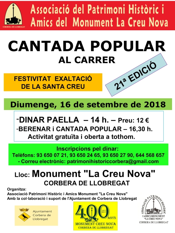 Festa de l'Exaltació de la Santa Creu 2018 - 21a. Cantada Popular al Carrer 